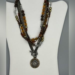 Mixed Metal Rocker Necklace with Autumn Jewel’s Long and Short Necklace